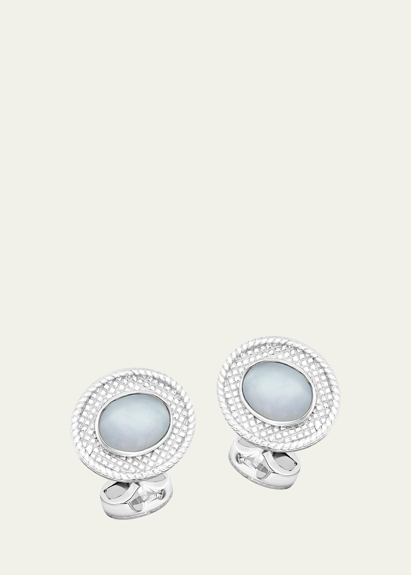 Tateossian Men's Sterling Silver Moonstone Cufflinks - Silver Product Image