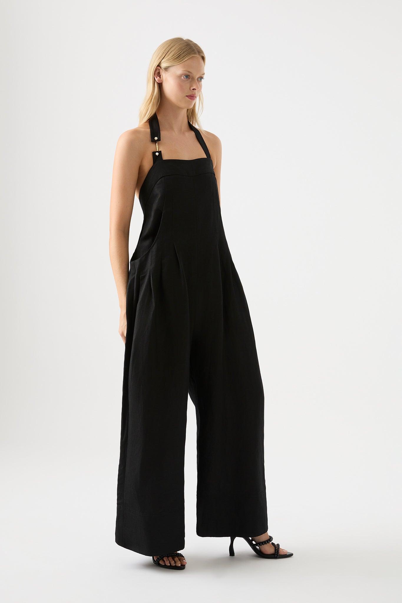 Neo Pleated Halter Jumpsuit Product Image