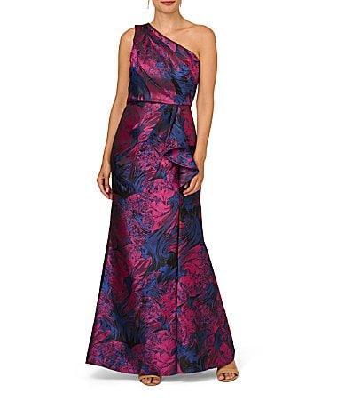 Adrianna Papell One-Shoulder Jacquard Gown Product Image