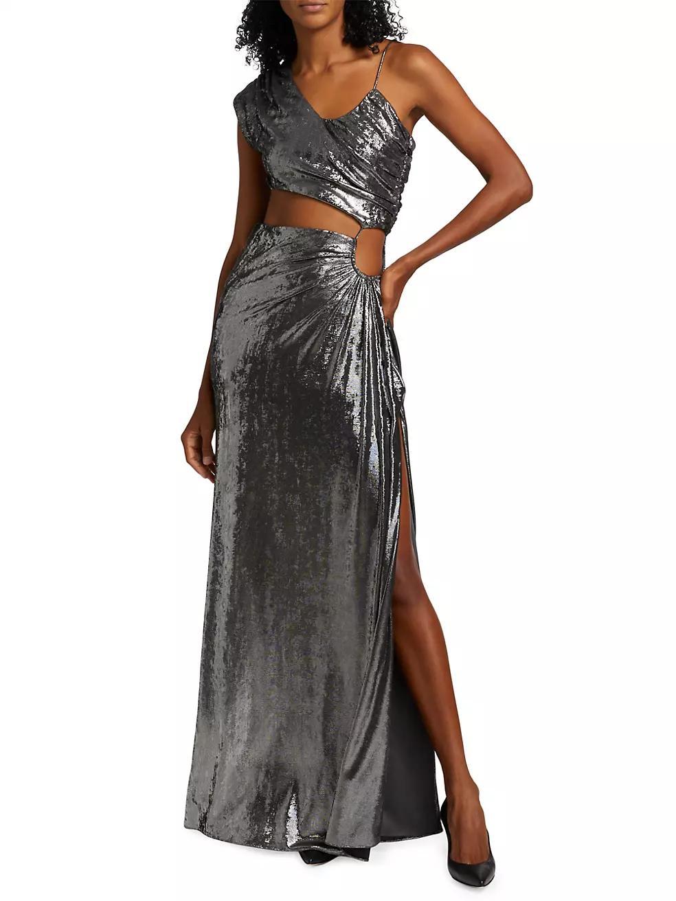 Shiloh Foiled Jersey Ruched Gown Product Image