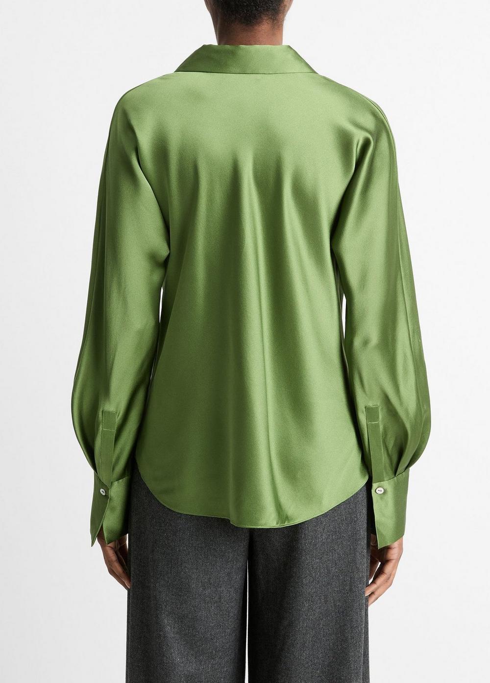 Silk Bias Long-Sleeve Blouse Product Image