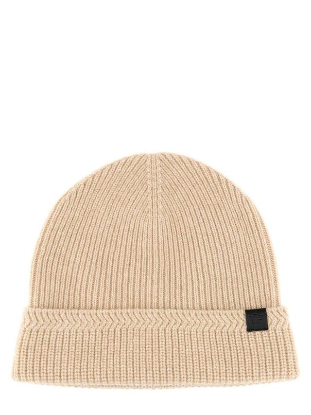 Cashmere Beanie Hat In Beige Product Image