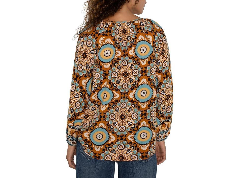 Liverpool Los Angeles Long Sleeve Button Front Woven Blouse (Ocean Jasper 2) Women's Clothing Product Image