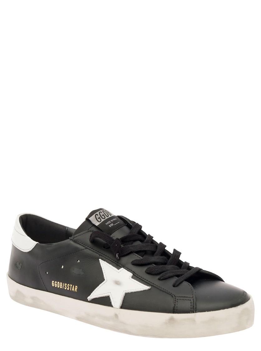 GOLDEN GOOSE Superstar Black Vintage Low Top Sneakers In Leather Man In Black White Product Image