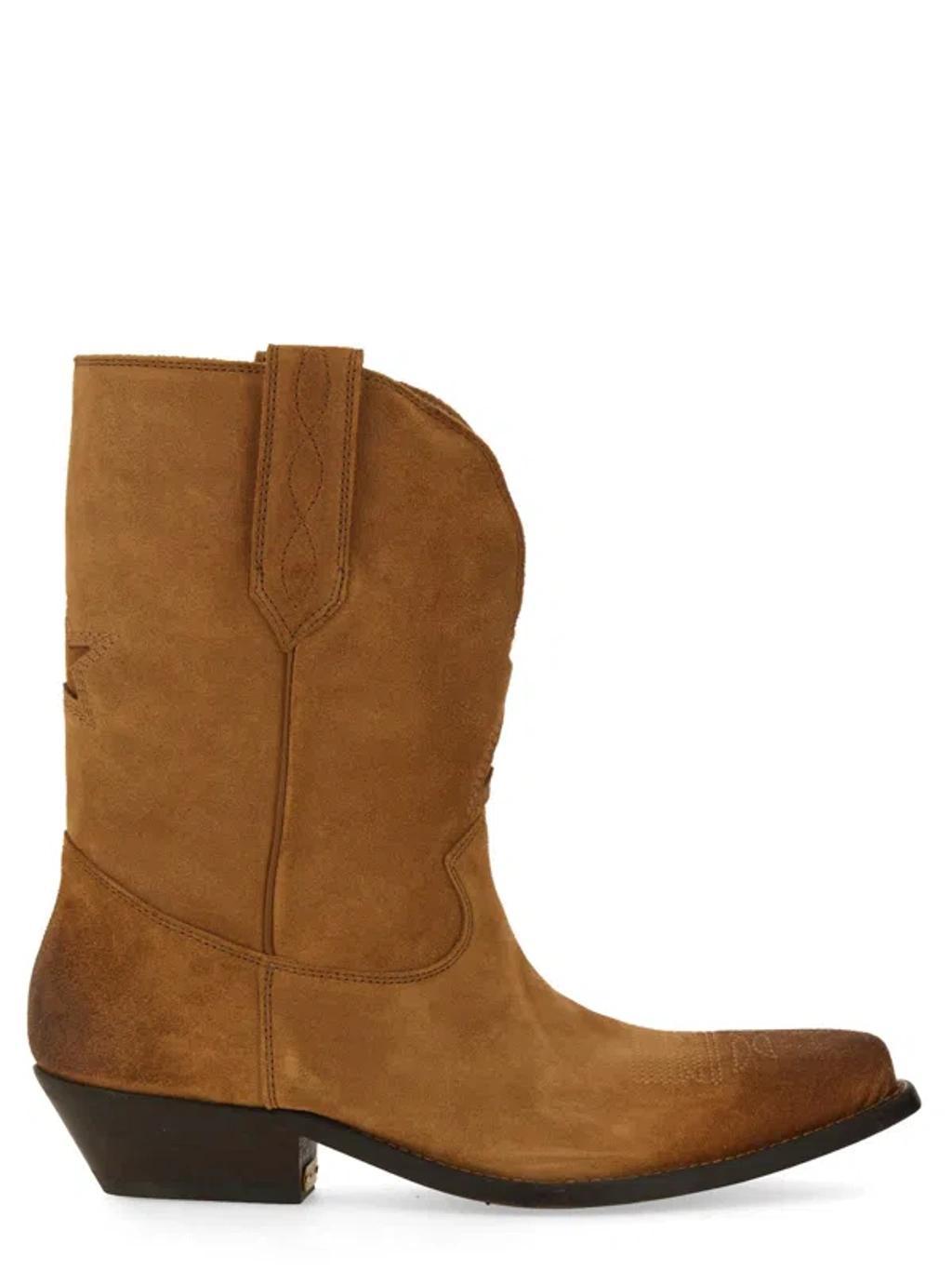 GOLDEN GOOSE Wish Star Suede Ankle Boots In Brown Product Image