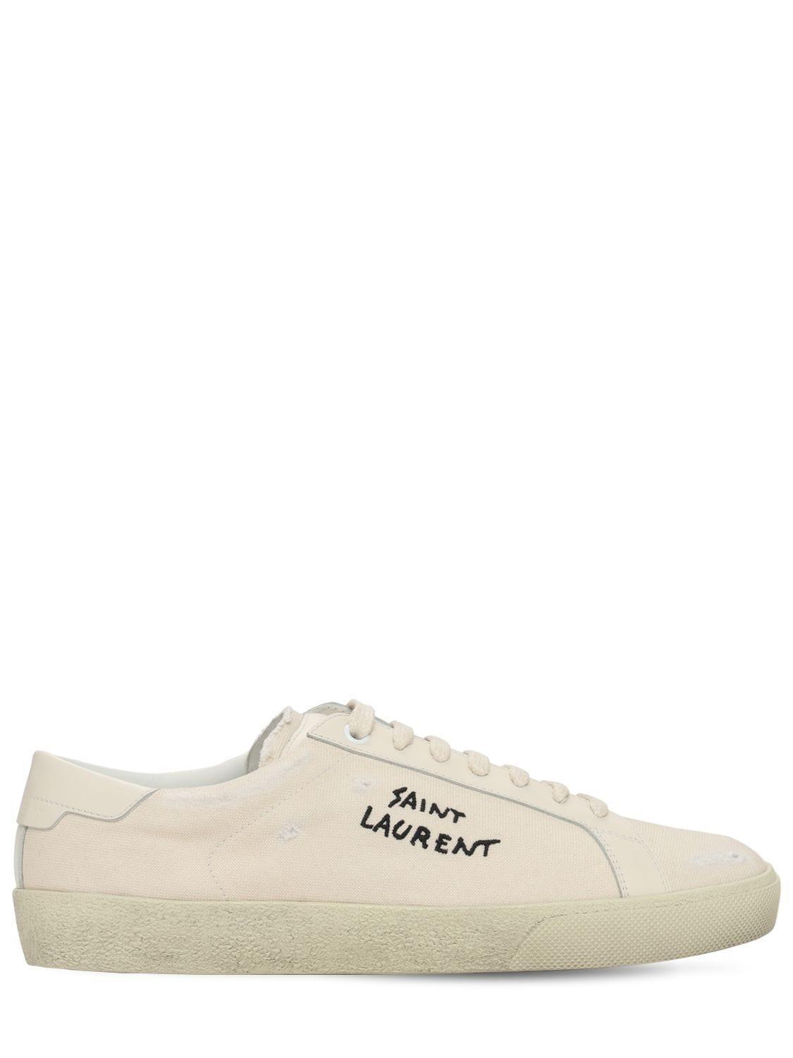 SAINT LAURENT Court Classic Lace-up Sneaker In Panna Product Image