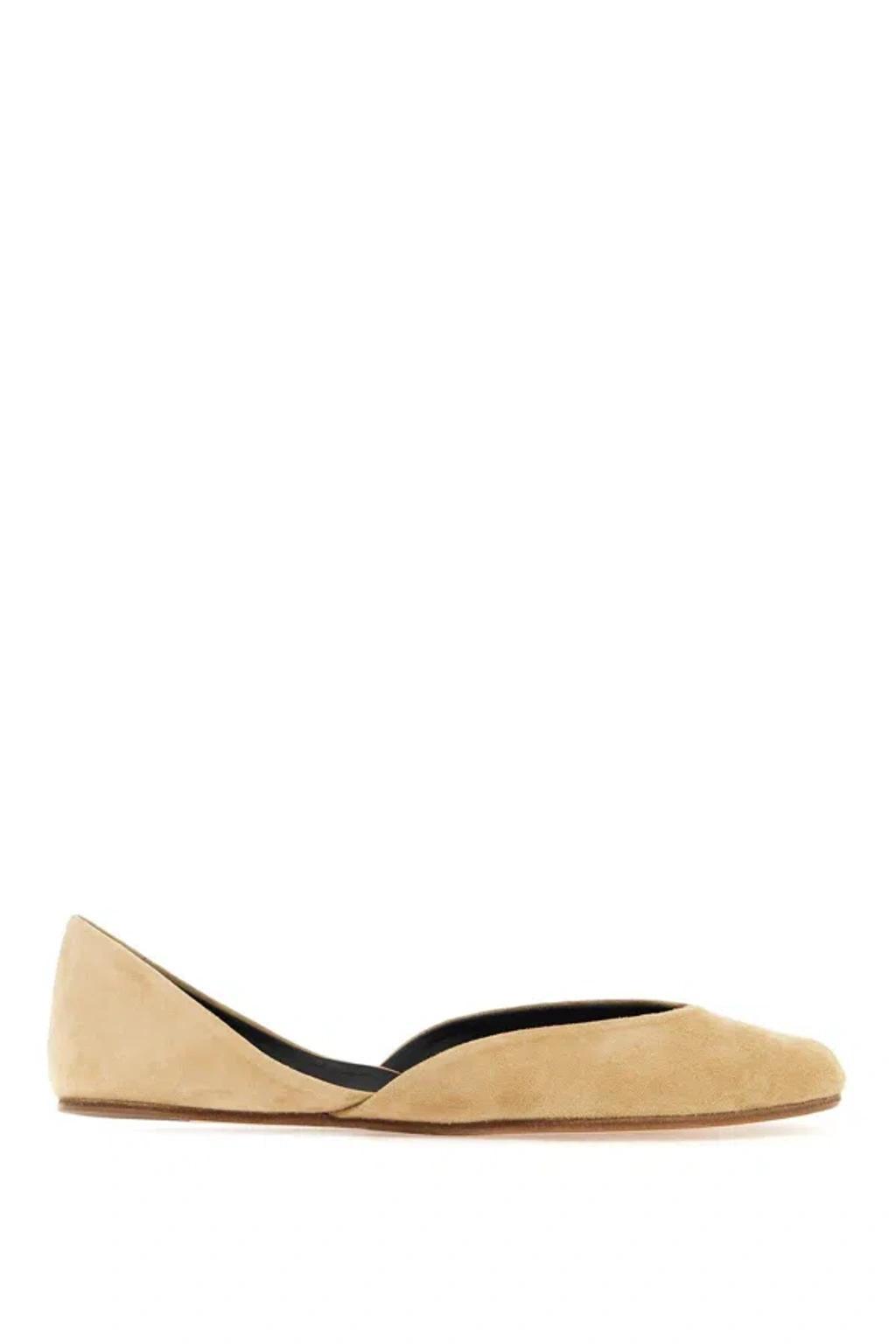 THE ROW Gemma Beige Suede Ballet Flats In Brown Product Image