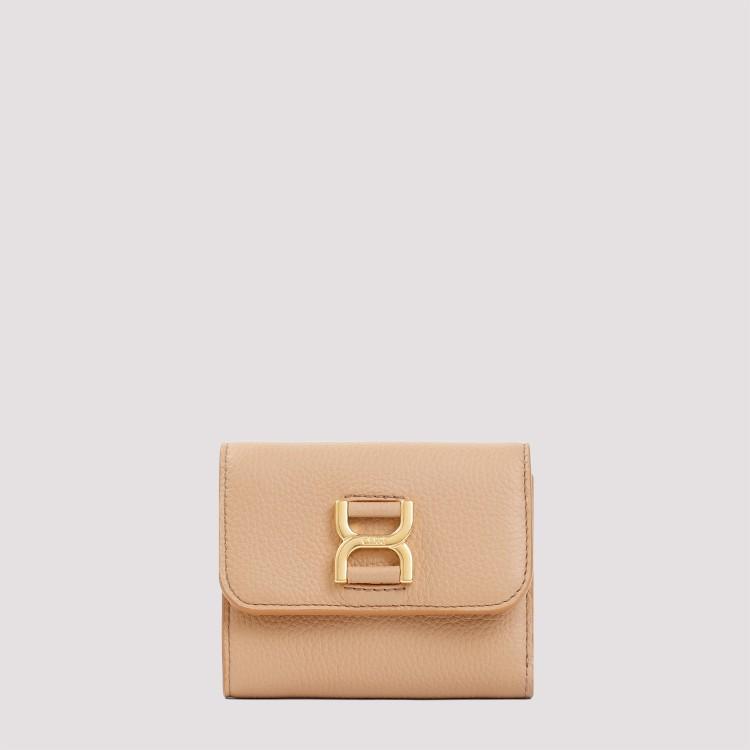 Beige Marcie Leather Wallet In Neutrals Product Image