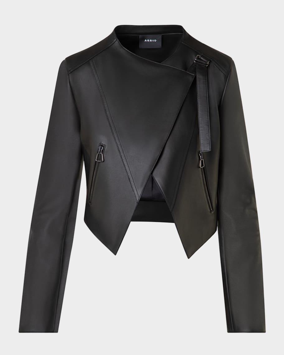 Nappa Leather Crop Moto Jacket Product Image