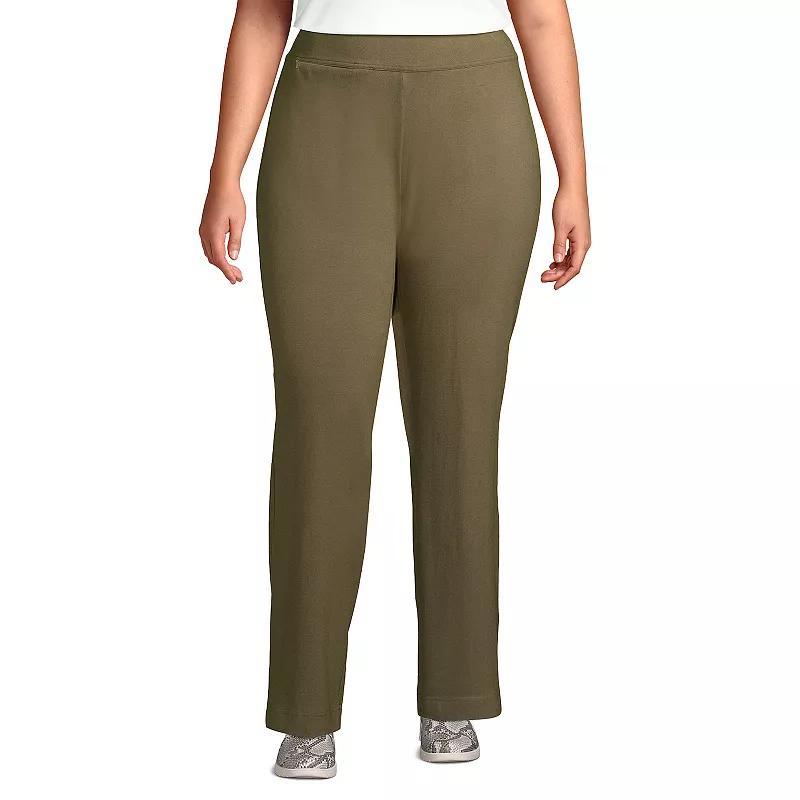 Plus Size Lands End Starfish Pull-On Straight-Leg Pants, Womens Green Moss Product Image