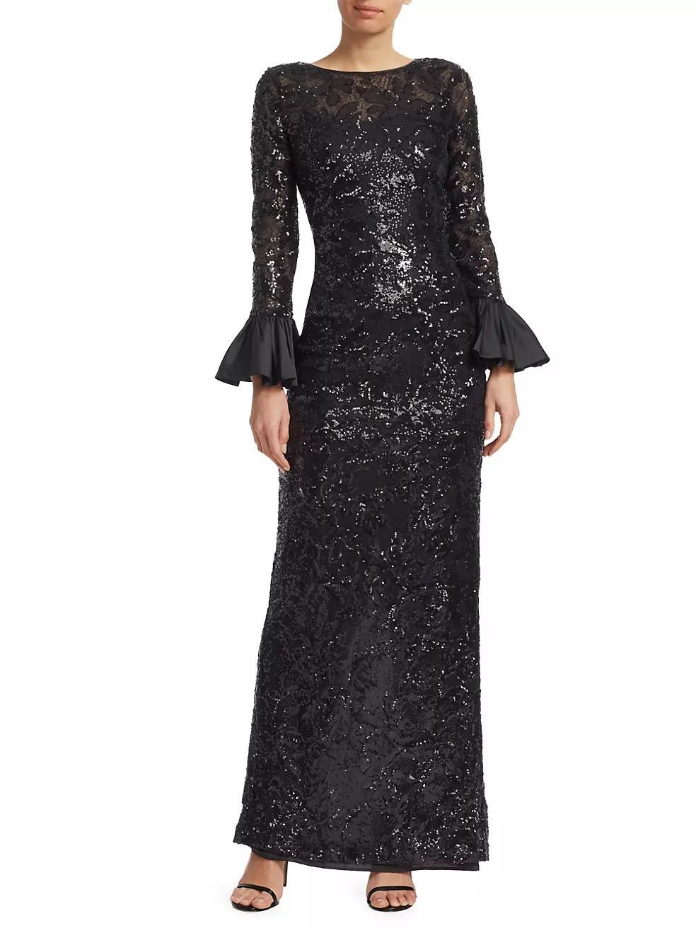 Sequined Bell-Sleeve Gown Product Image