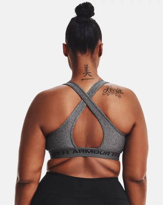 Under Armour Crossback 2.0 Medium-Impact Sports Bra, Womens Grey Product Image