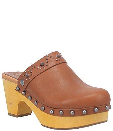 Dingo Deadwood Womens Leather Platform Clogs Product Image