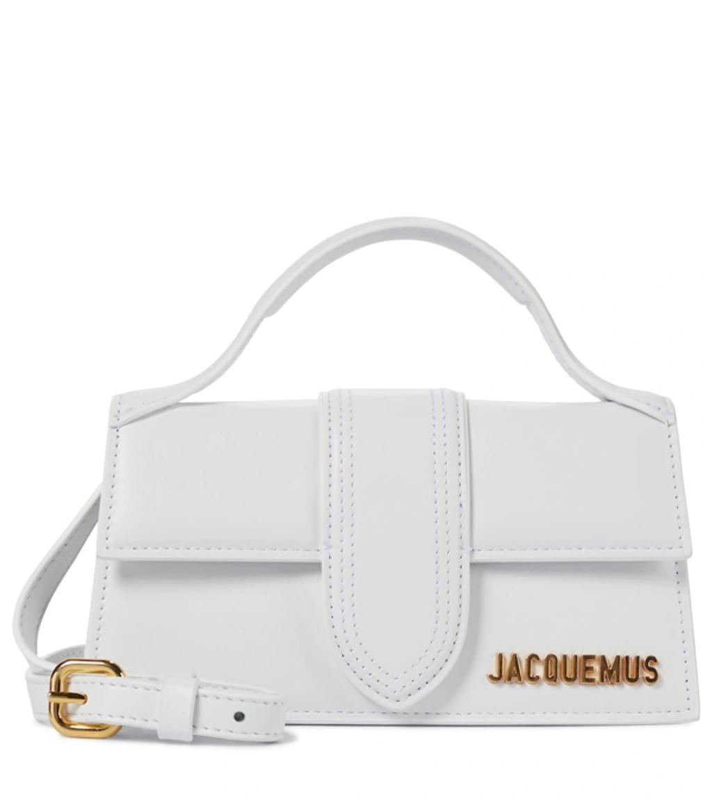 JACQUEMUS Bambino Large Leather Shoulder Bag In White Product Image