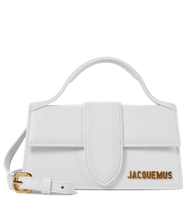 JACQUEMUS Bambino Large Leather Shoulder Bag In White Product Image