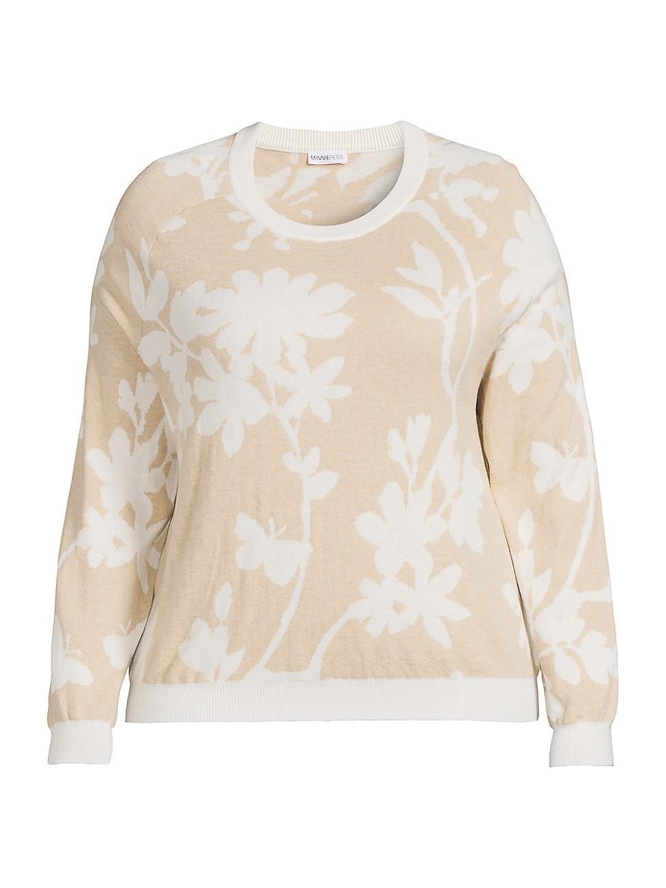 Womens Floral Cotton-Blend Crewneck Sweater Product Image