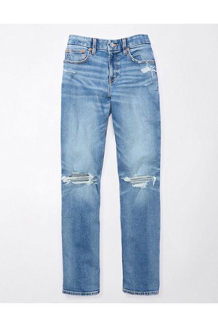 AE Stretch Curvy Ripped Straight Jean Womens Product Image