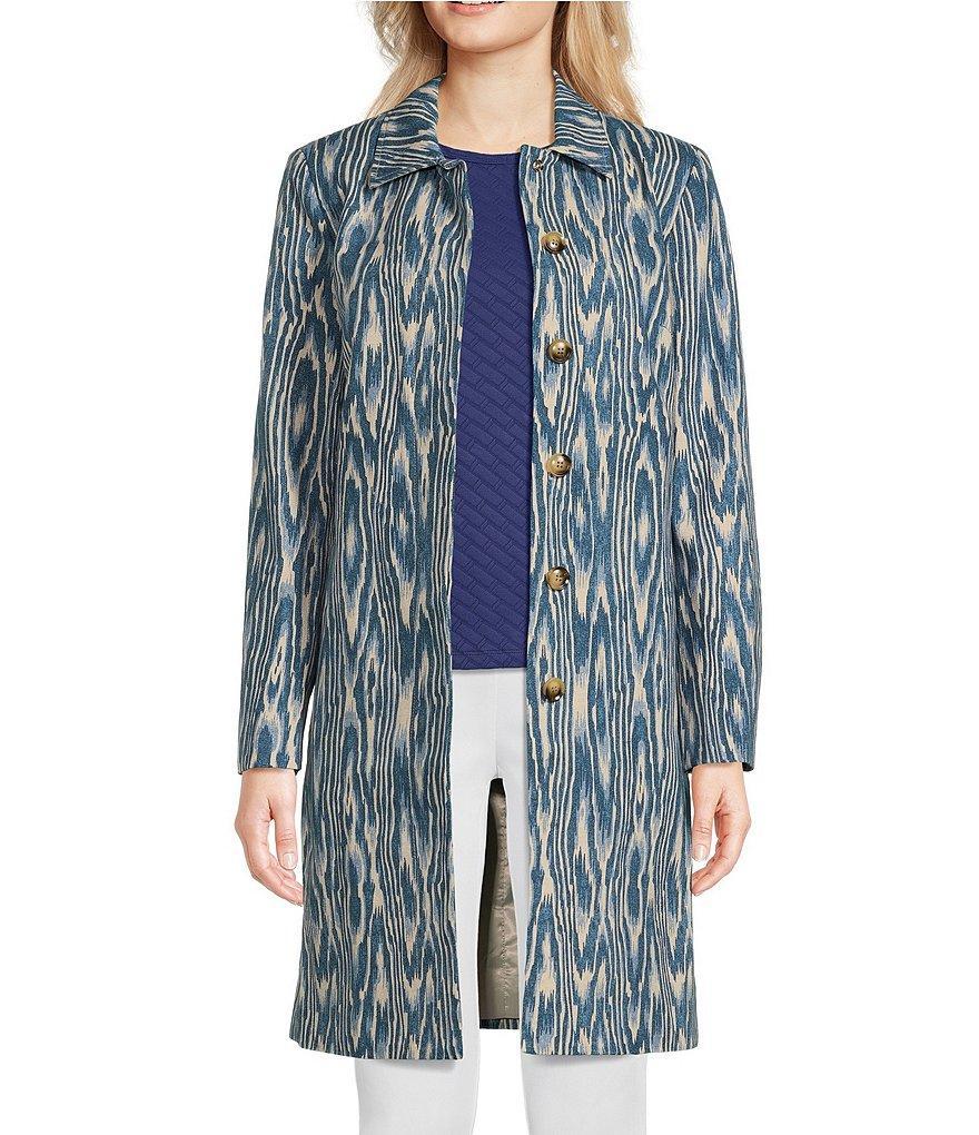 J.McLaughlin Wellington Cotton Blend Printed Point Collar Long Sleeve Button-Front Jacket Product Image