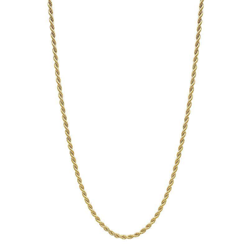 Adornia 14k Gold Plated Rope Chain Necklace, Mens Yellow Product Image