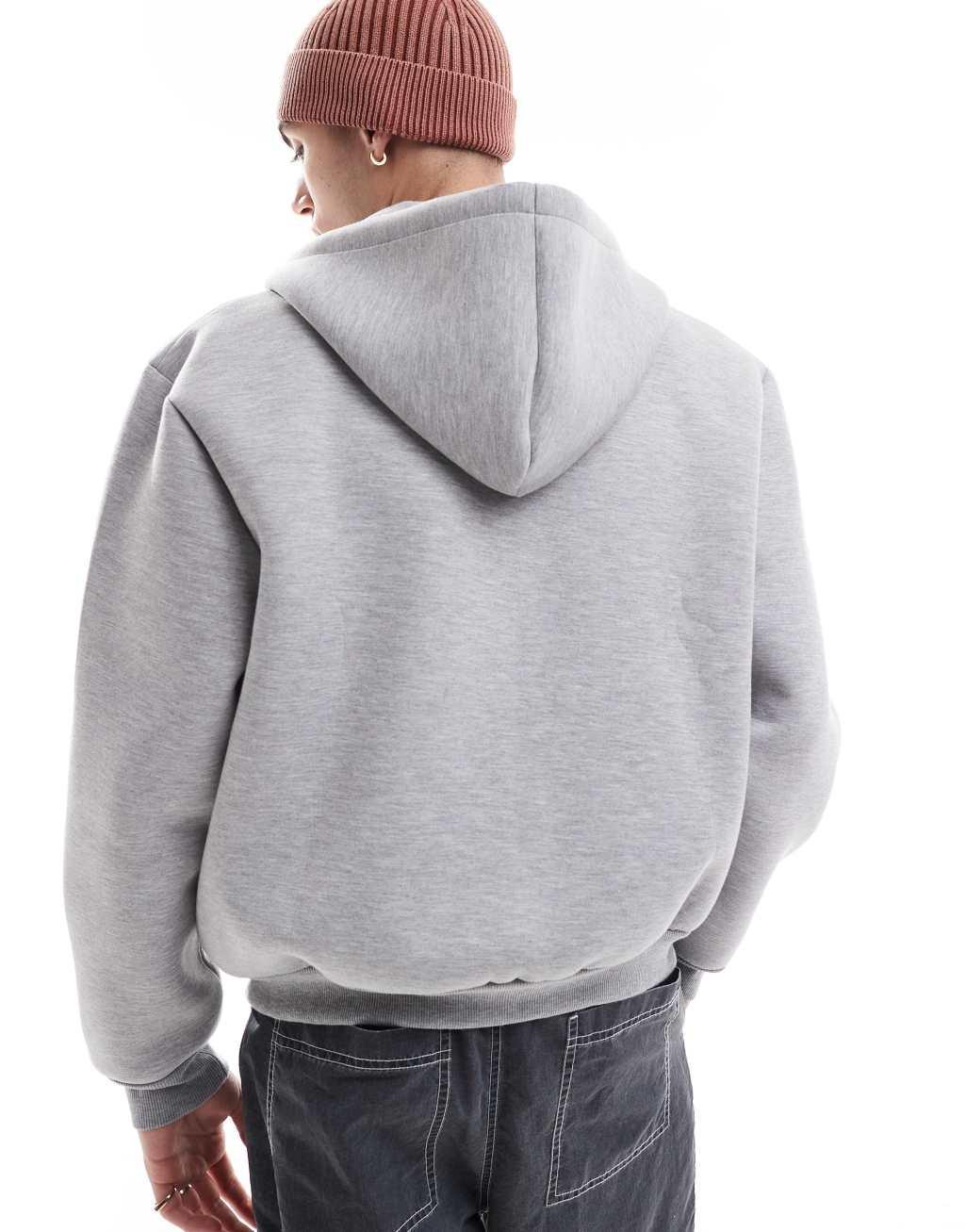 ASOS DESIGN heavyweight boxy oversized scuba hoodie in gray heather Product Image