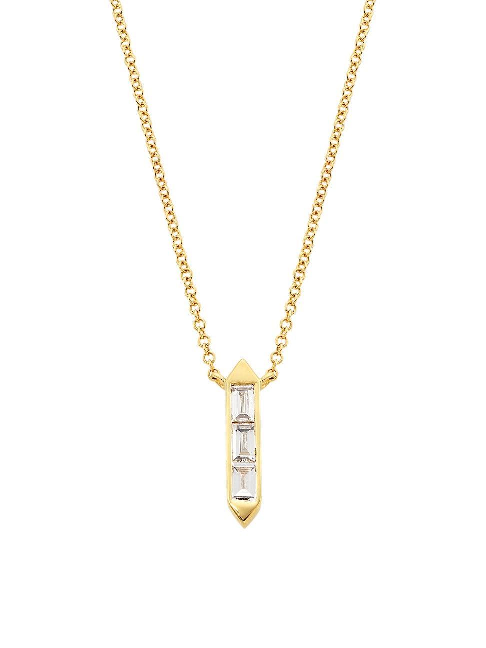 Womens 14K Yellow Gold & 0.18 TCW Diamond Bar Pendant Necklace Product Image