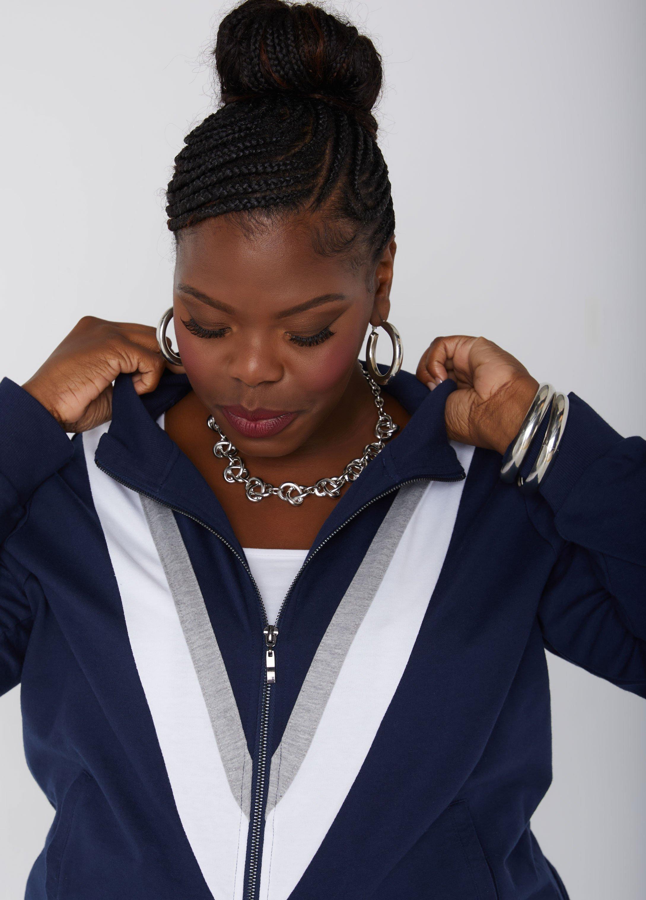 Plus Size Striped Terry Track Jacket Ashley Stewart Product Image