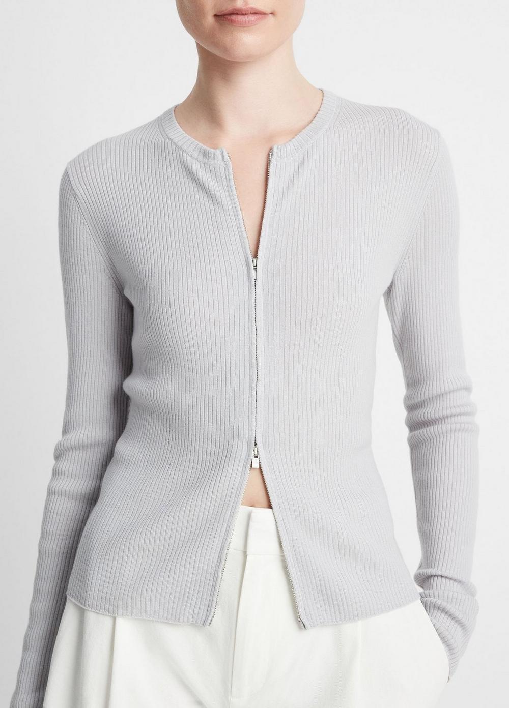 Ribbed Wool-Blend Slim Cardigan Product Image