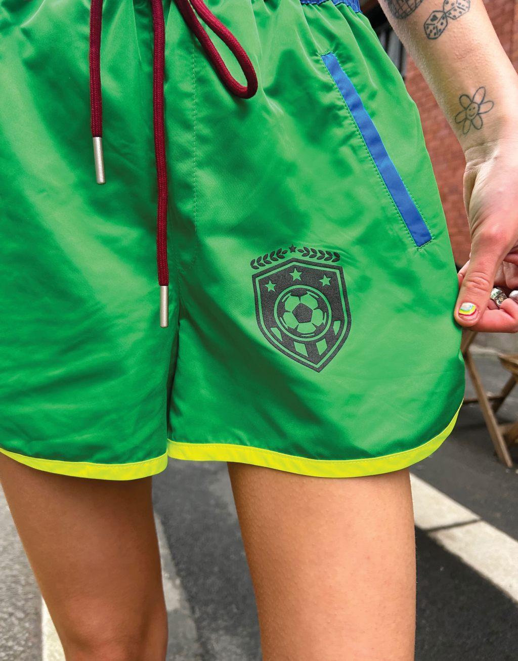 Labelrail x Daisy Birchall mini soccer shorts in green Product Image