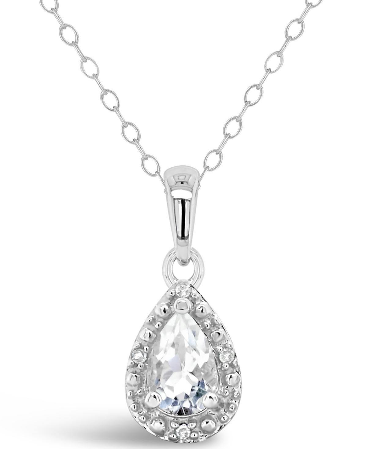 Celebration Gems Sterling Silver Pear Shaped Diamond Accent Frame Pendant Necklace, Womens White Product Image