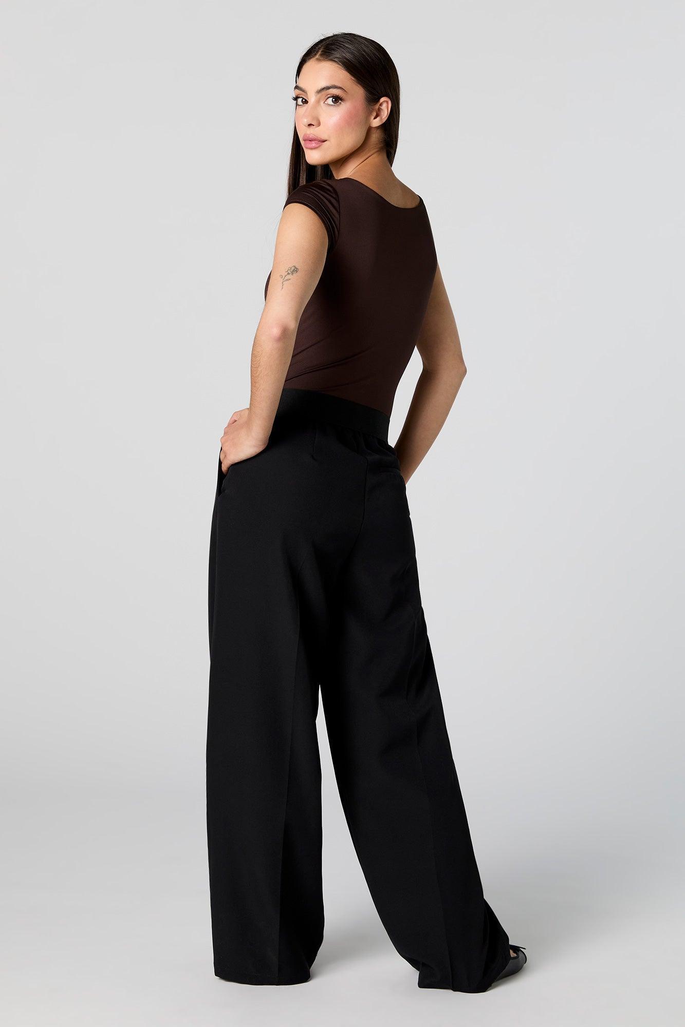 Elastic Waist Wide Leg Dress Pant Female Product Image