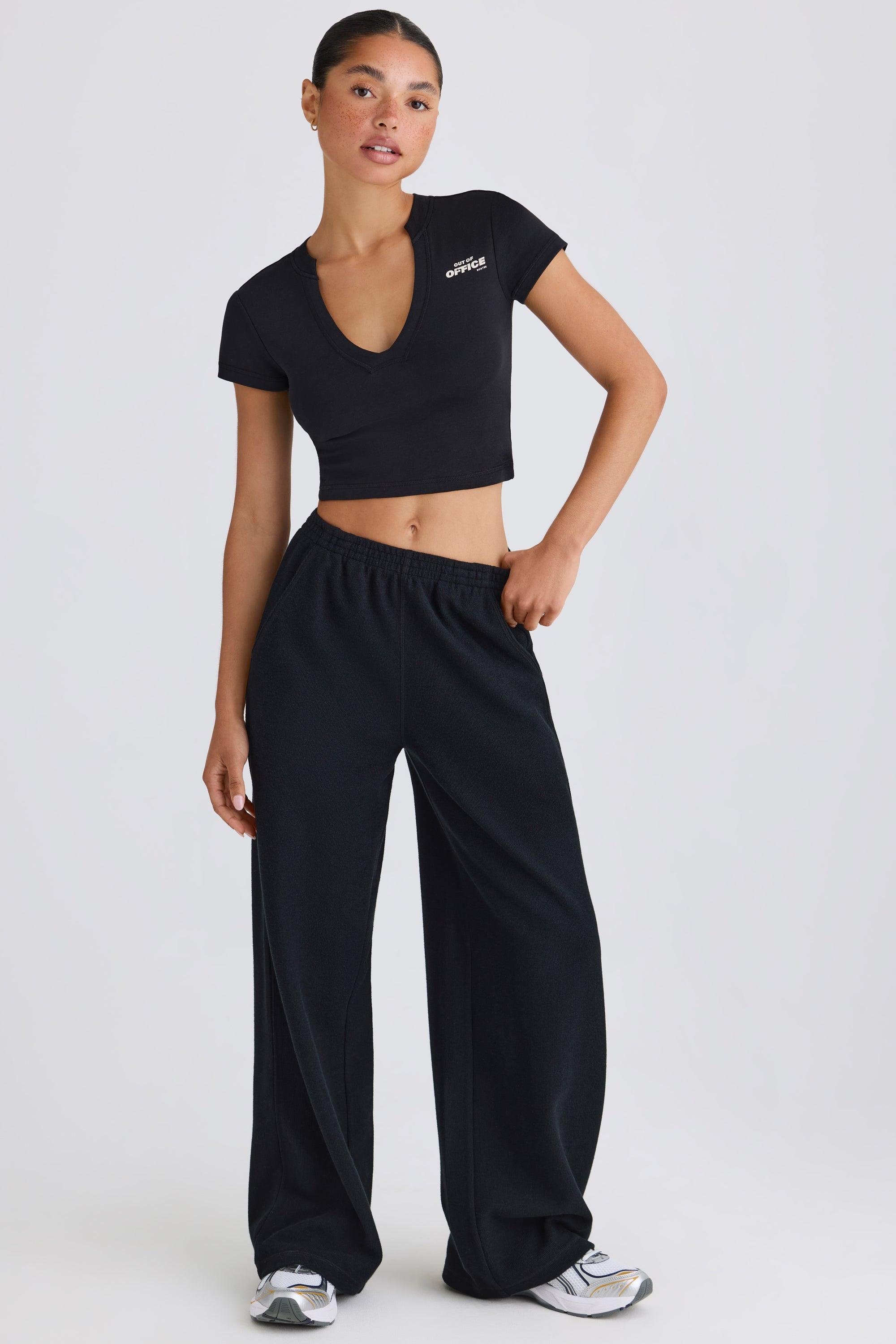 Petite Straight-Leg Joggers in Black Product Image