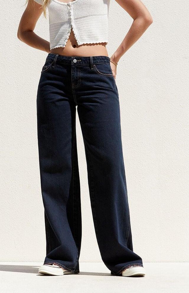 Women's Dark Indigo Low Rise Baggy Jeans Product Image