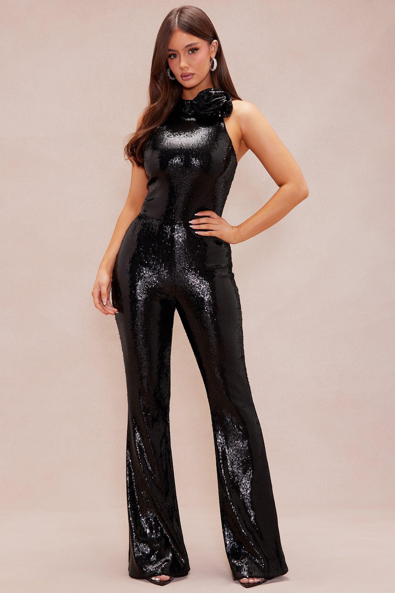 Rebecca Sequin Jumpsuit - Black Product Image