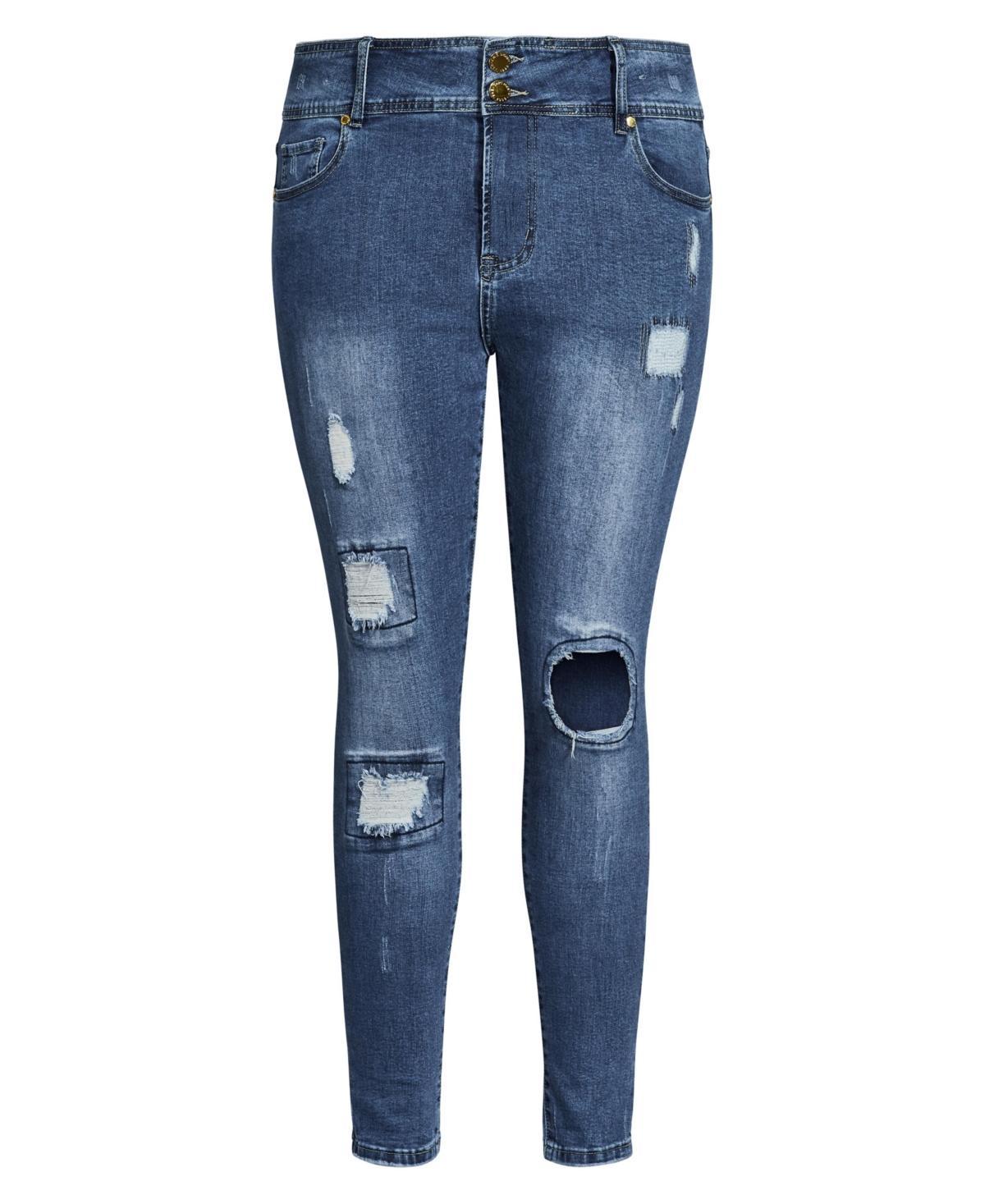 City Chic Womens Patched Apple Skinny Jean Product Image