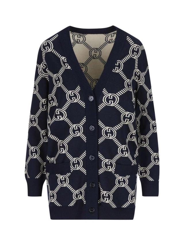 Reversible Gg Wool Jacquard Cardigan In Default Title Product Image