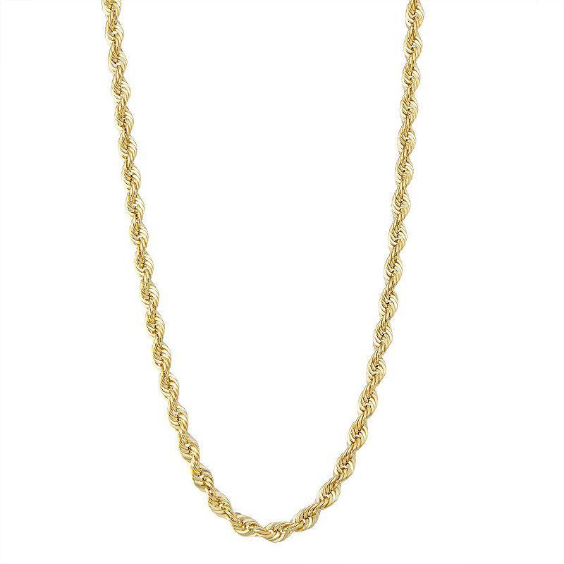 Jordan Blue 10k Gold 4.4 mm Rope Chain Necklace, Womens Yellow Product Image