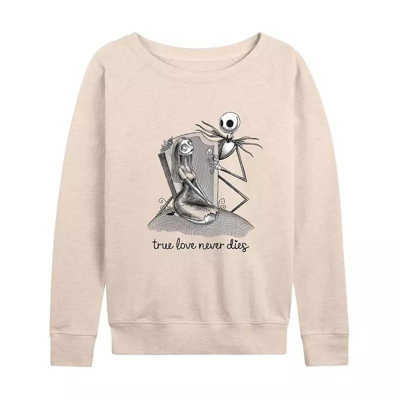 Disneys Nightmare Before Christmas Jack & Sally Womens True Love Never Dies Lightweight French Terry Sweatshirt Product Image