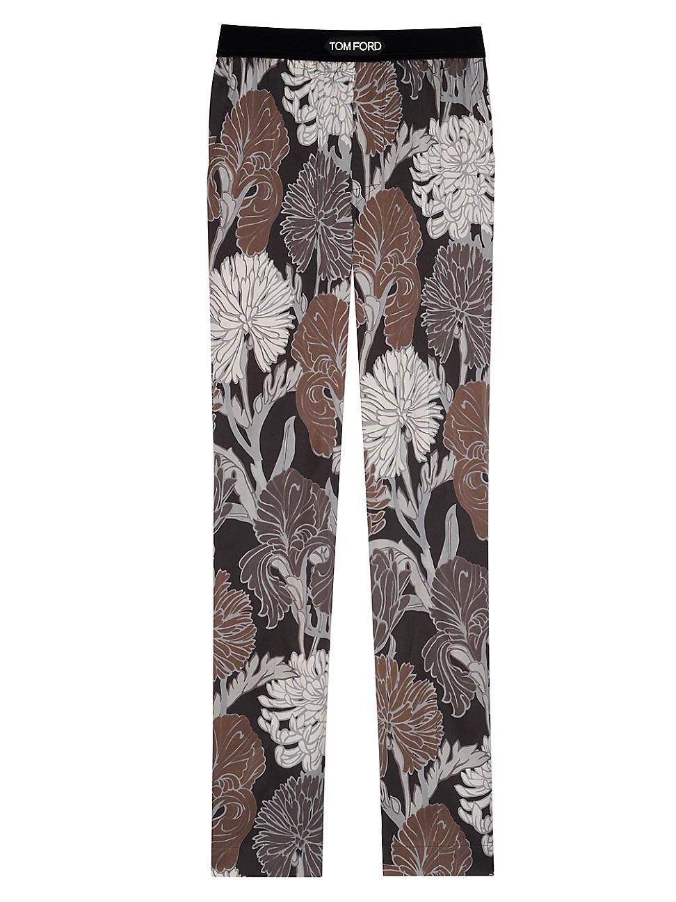 Mens Acid Floral Silk Pajama Pants Product Image