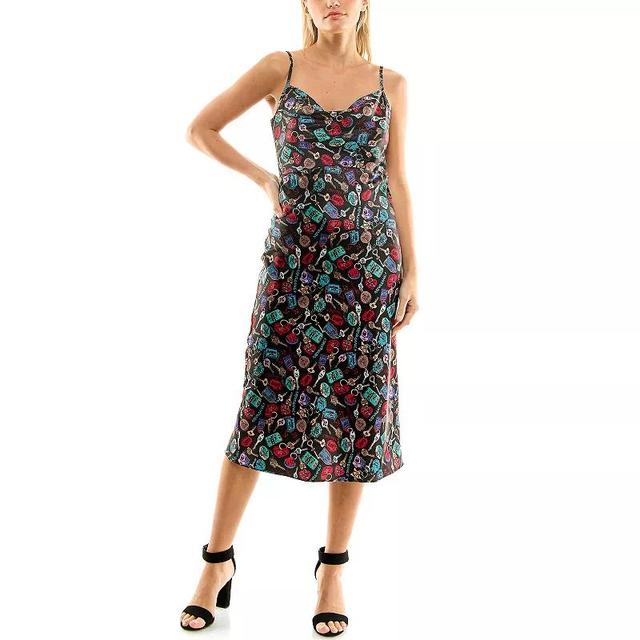 Womens Nicole Miller Printed Cowl Neck Slip Dress Product Image