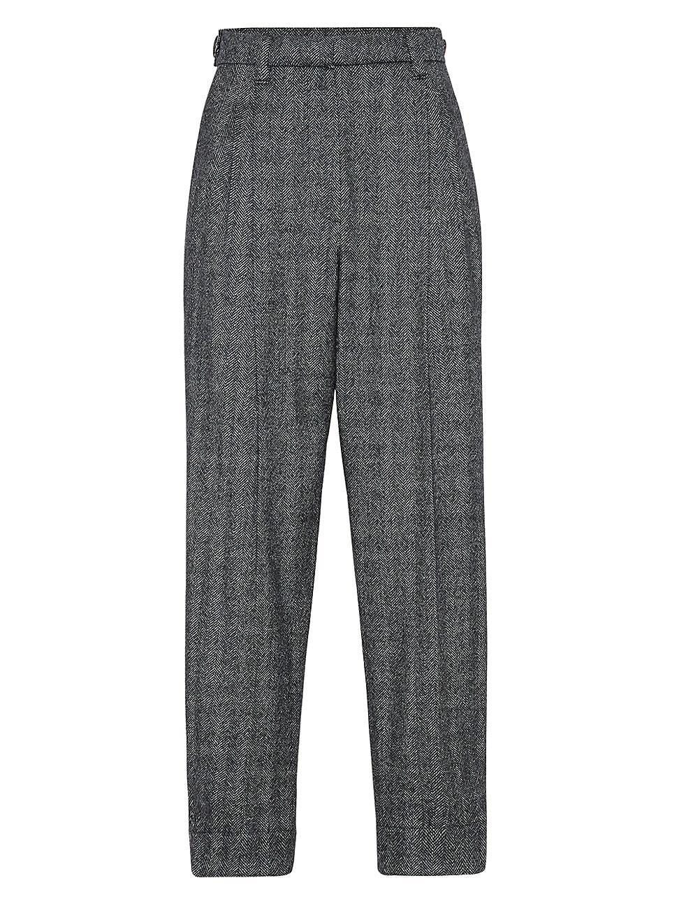 Womens Brushed Techno Wool Chevron Sartorial Baggy Trousers Product Image