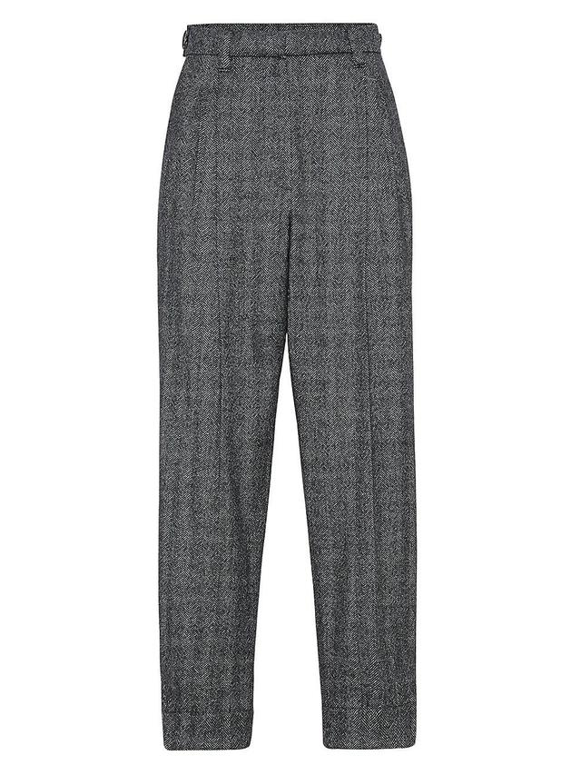 Womens Brushed Techno Wool Chevron Sartorial Baggy Trousers Product Image