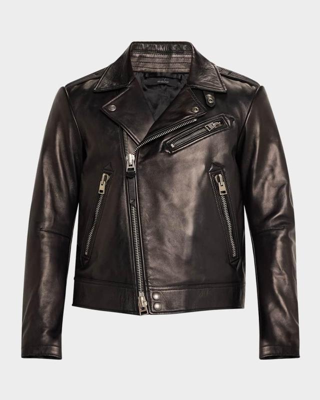 Men's Napa Leather Asymmetric Biker Jacket Product Image