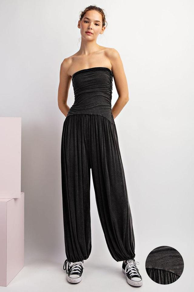 Mineral Washed Strapless Jumpsuit Product Image