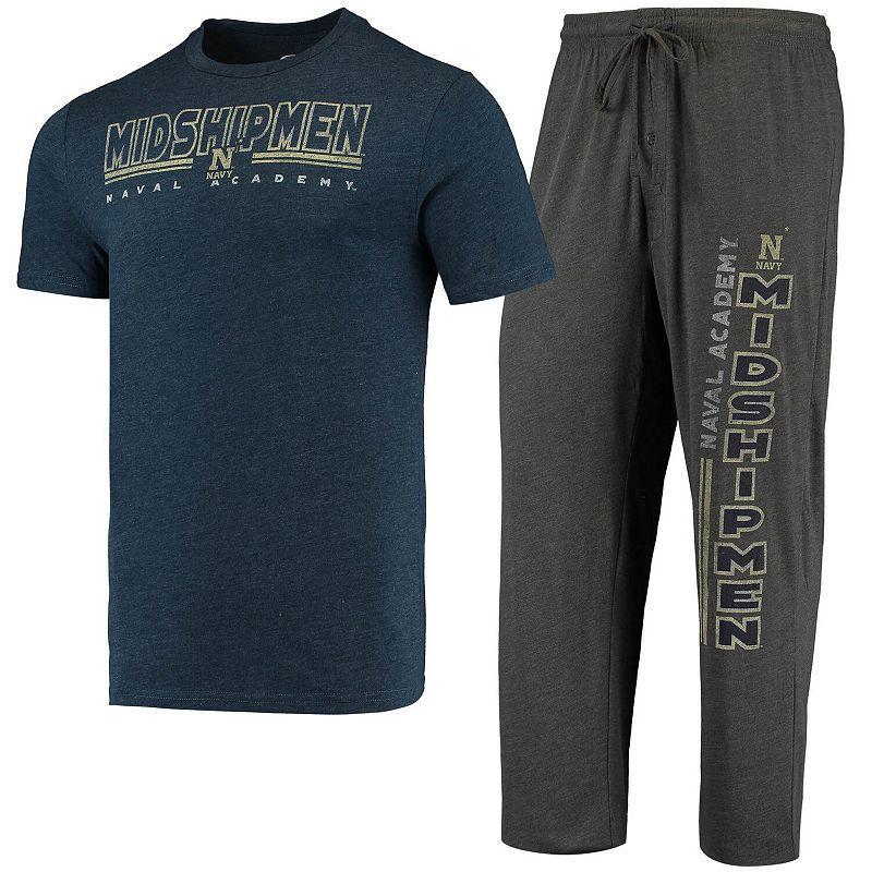 Mens Concepts Sport Heathered Charcoal Navy Midshipmen Meter T-shirt and Pants Sleep Set - Heathered Charcoal Product Image