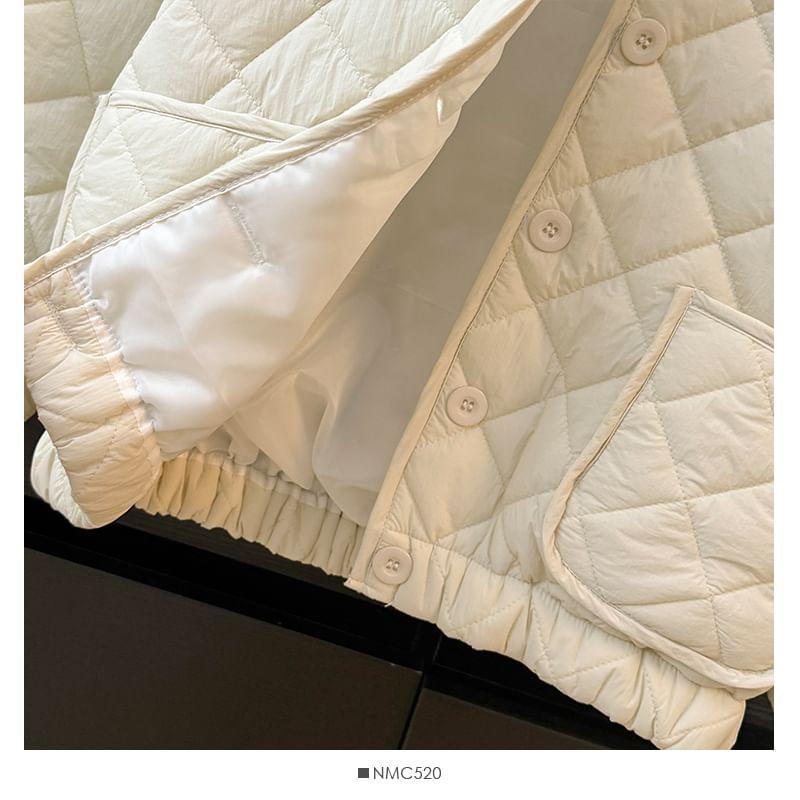 Fleece-Collar Quilted Jacket Product Image