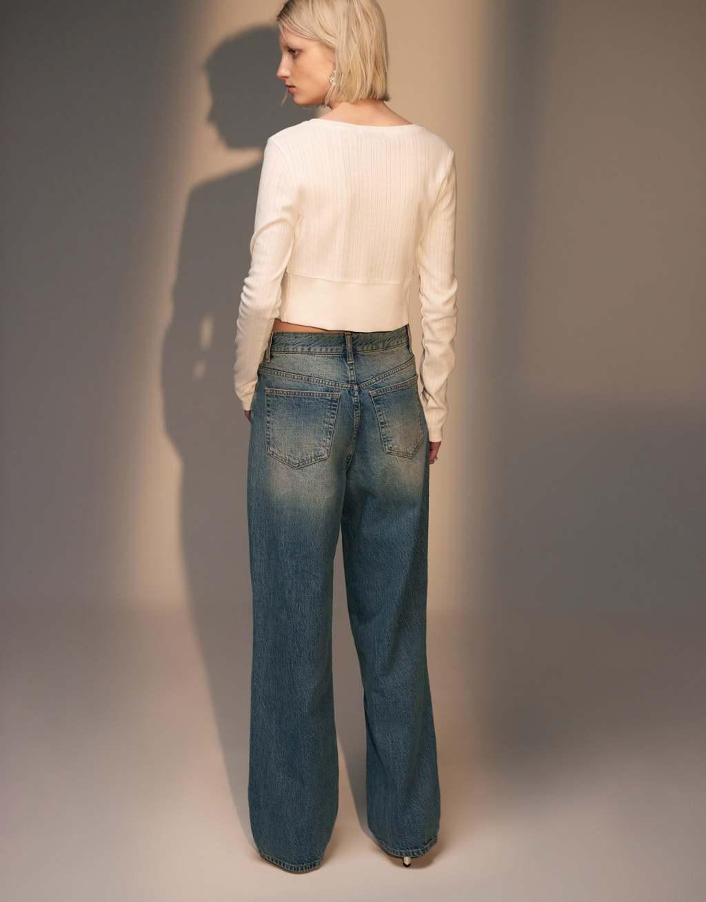 Topshop Lover jeans in dirty mid blue Product Image