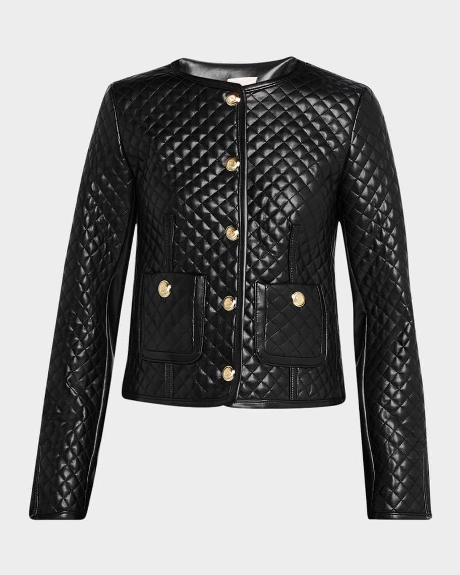 Brooke Quilted Vegan Leather Jacket Product Image