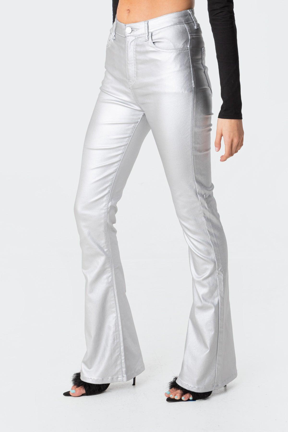 Luna Faux Leather Flare Jeans Product Image