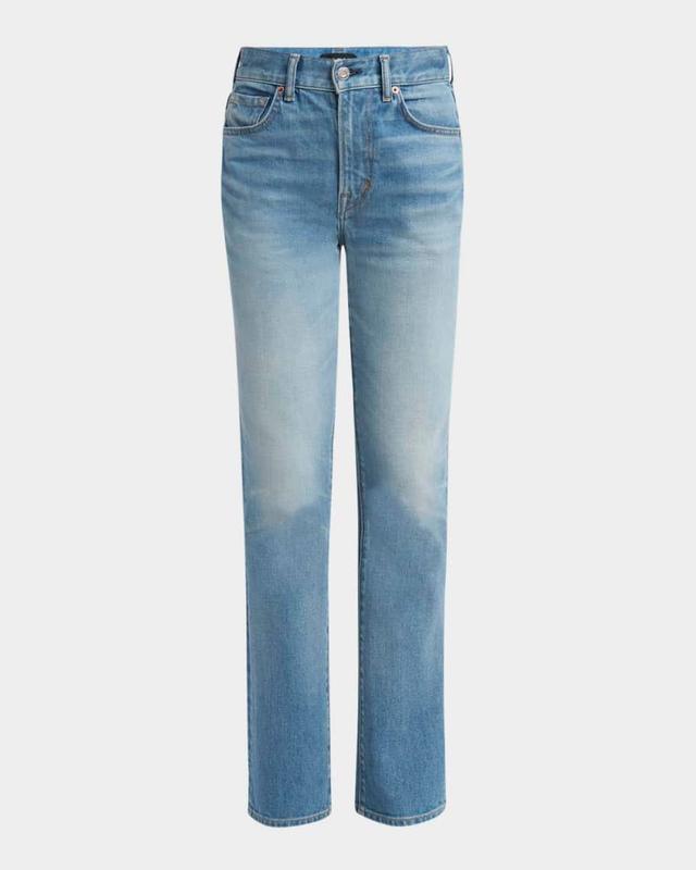 Summer Stone Washed Denim Straight-Leg Pants Product Image