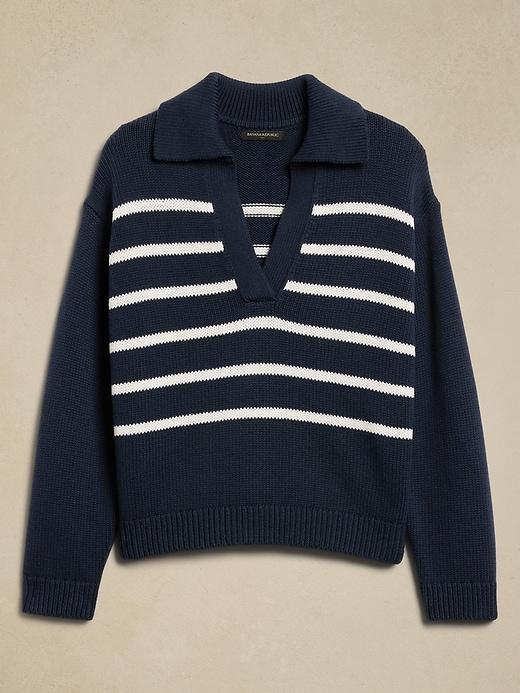 Textured Johnny-Collar Sweater Product Image